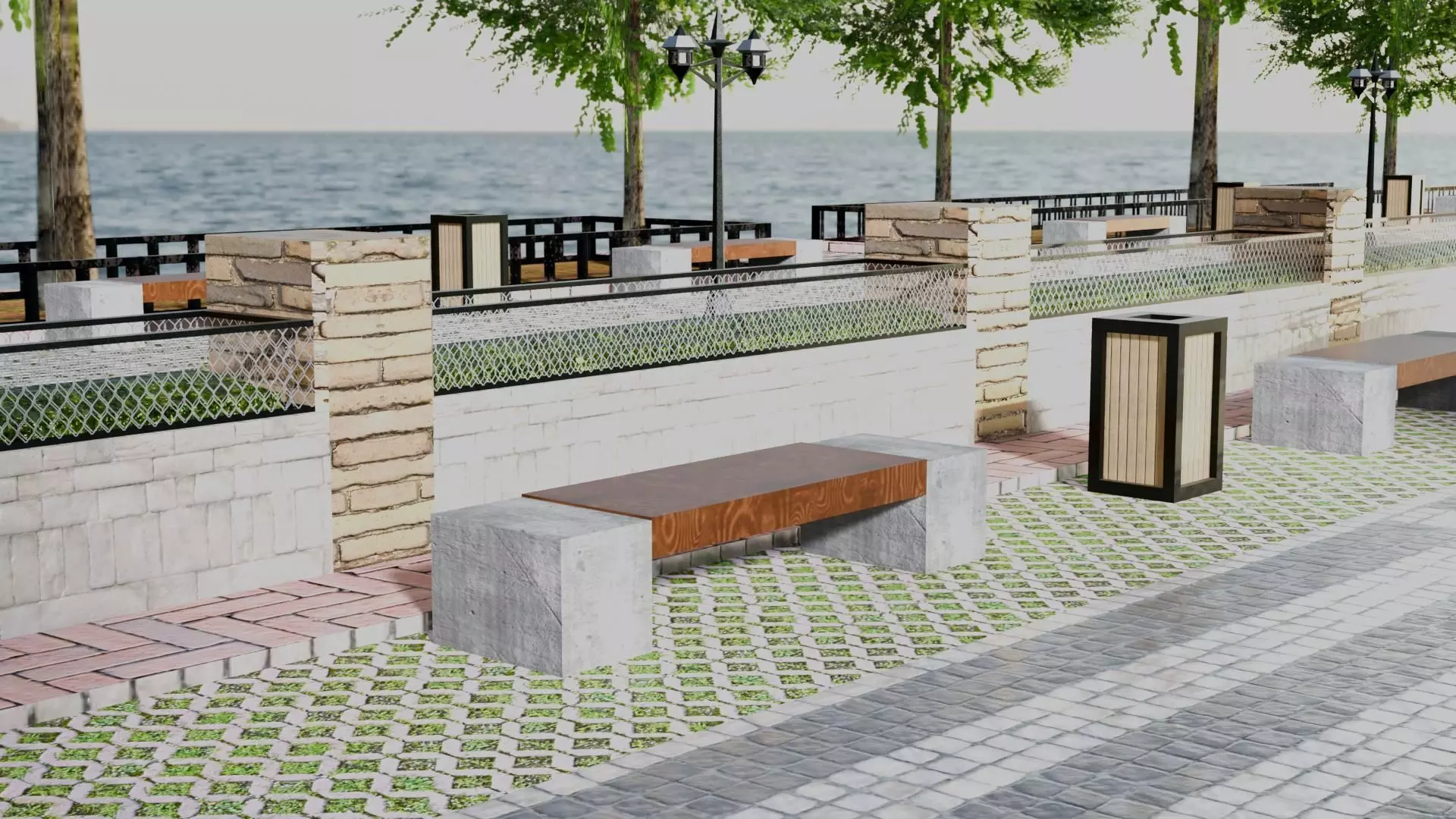 Realistic Modular Park Set  Low-poly 3D model_26