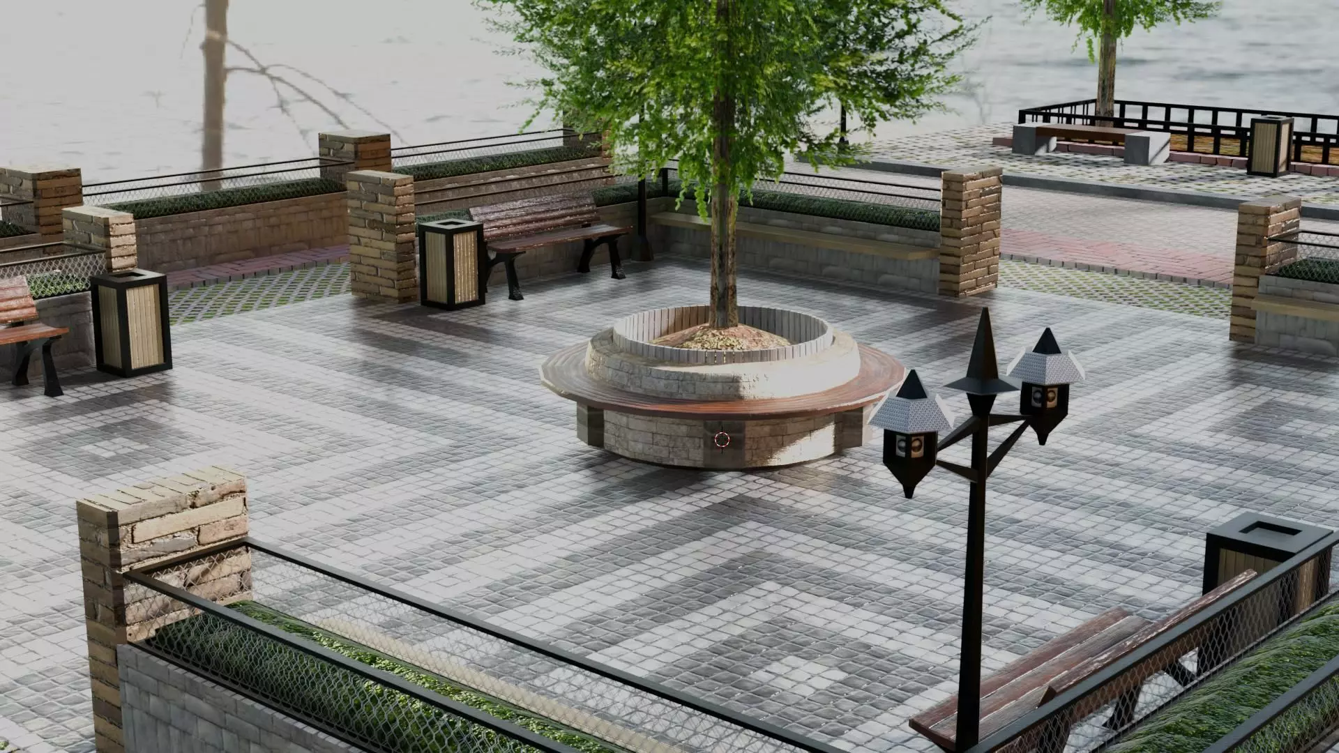 Realistic Modular Park Set  Low-poly 3D model_24