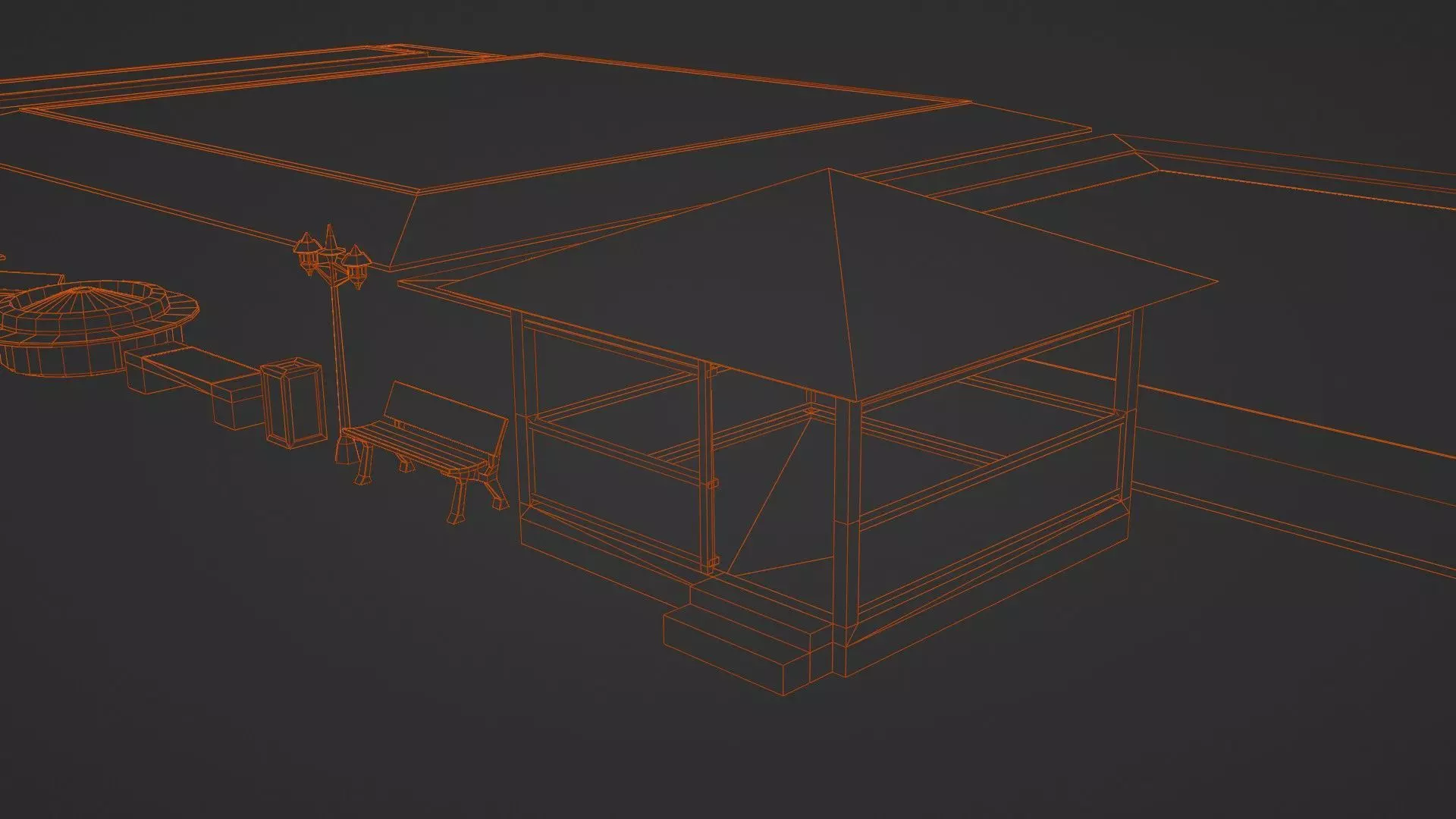 Realistic Modular Park Set  Low-poly 3D model_18