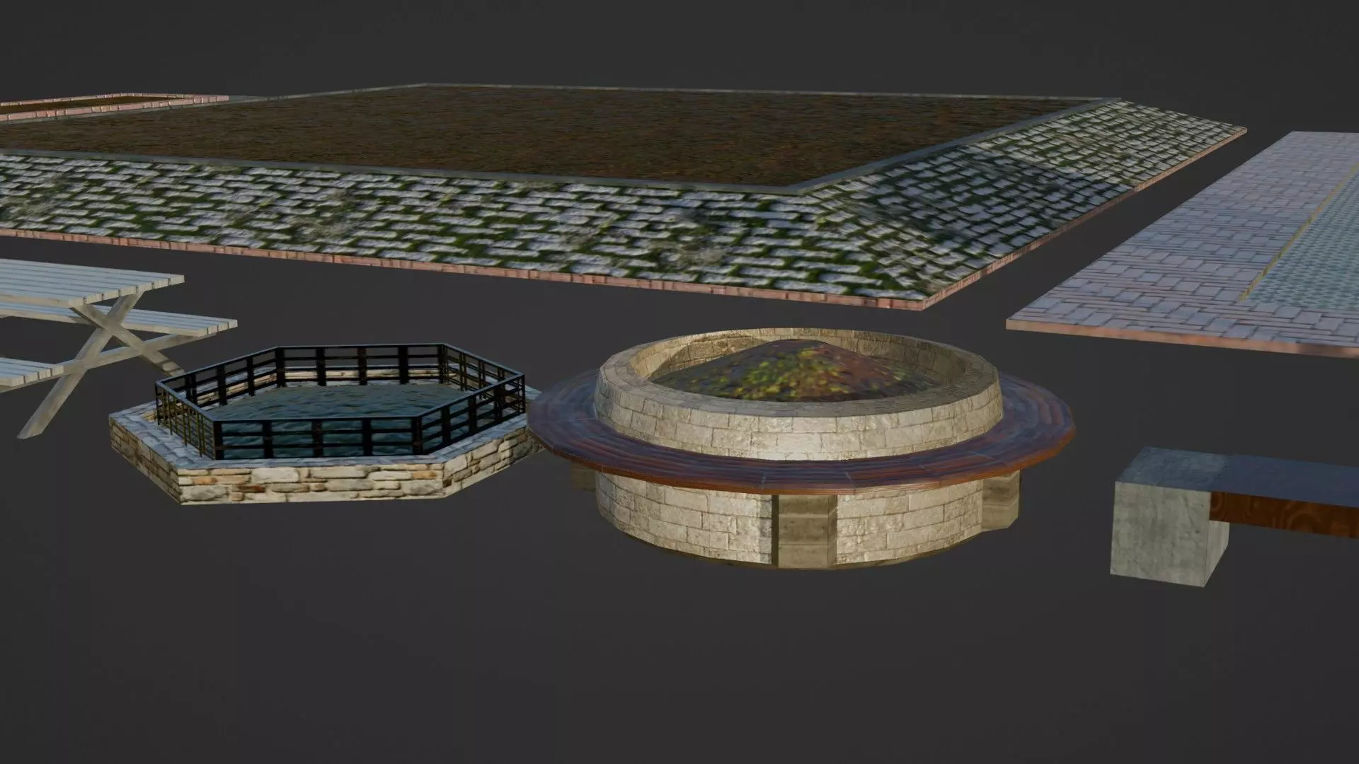 Realistic Modular Park Set  Low-poly 3D model_8