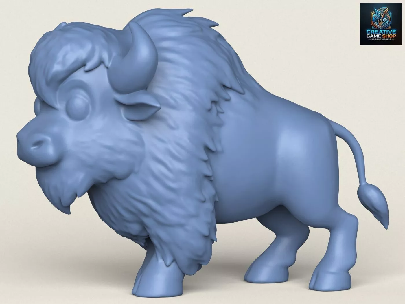 Cartoon Bison Bull Animal 3D print model