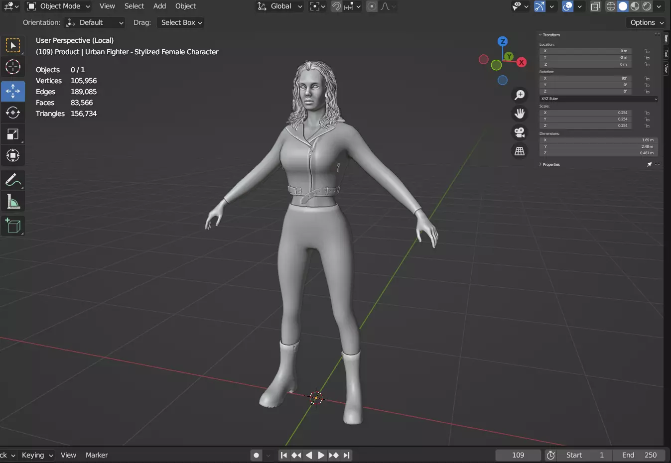 Urban Fighter - Stylized Female Character 3D model_11