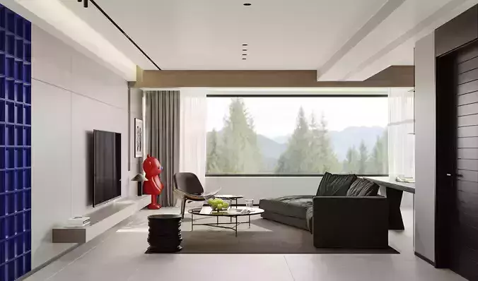 Modern living room dining room interior scenes 225
