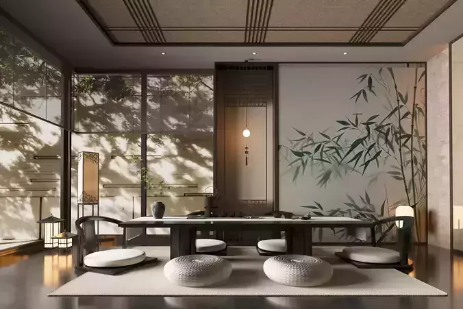 Chinese Song-style tatami tea room