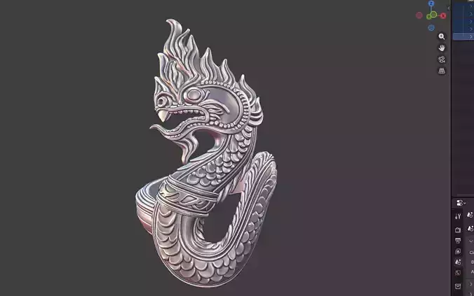Thai style dragon ring silver
