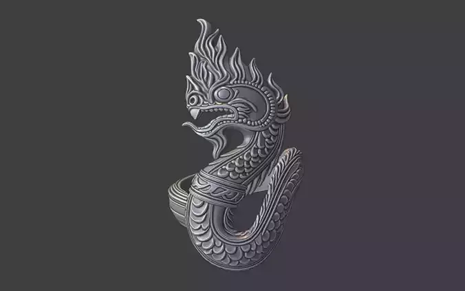 Thai style dragon ring silver