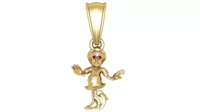 Golden Character Pendant with Ruby Eyes