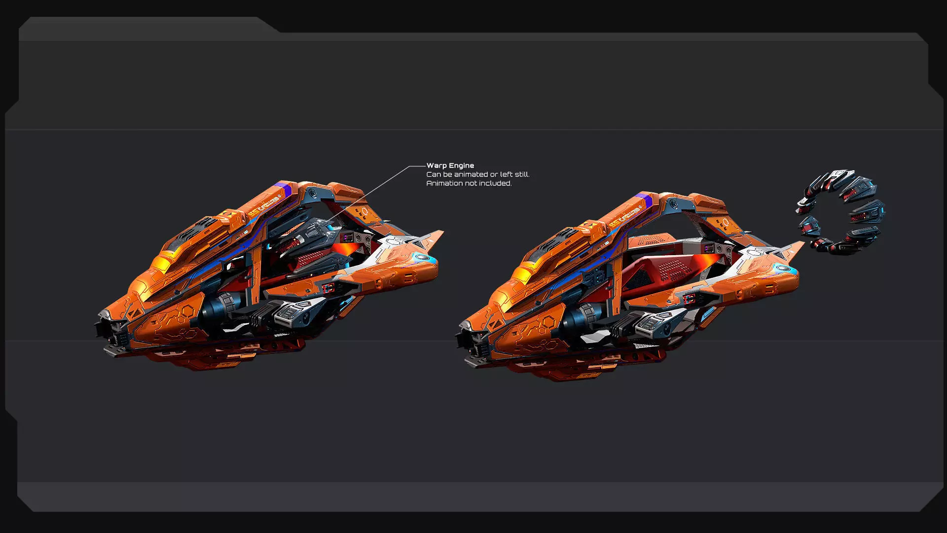 DRAKX - ALIEN Frigate DK4 Low-poly 3D model_6