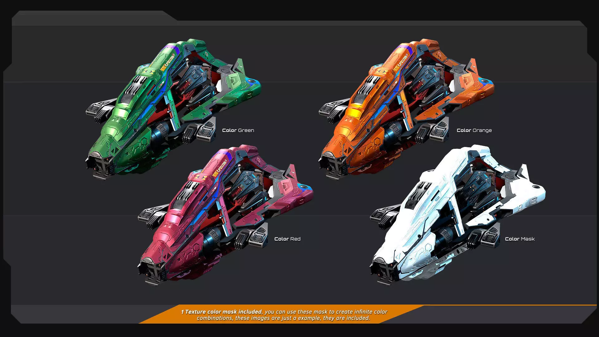 DRAKX - ALIEN Frigate DK4 Low-poly 3D model_7