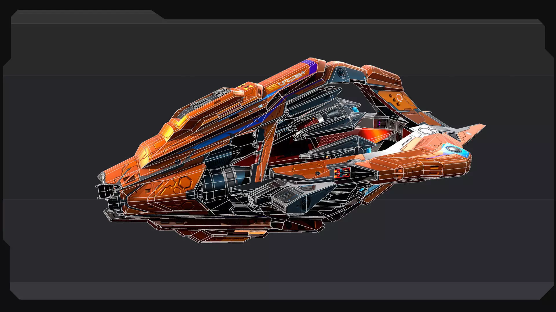 DRAKX - ALIEN Frigate DK4 Low-poly 3D model_8