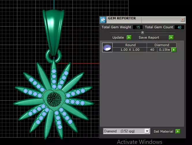 Golden Blossom Pendant with Ruby Petals 3D print model_5