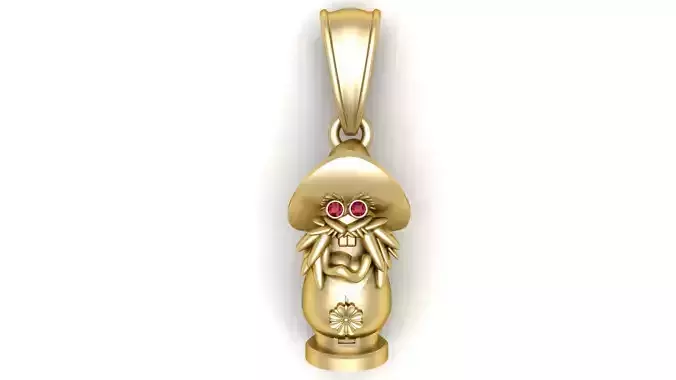 Golden Mushroom Spirit Pendant 