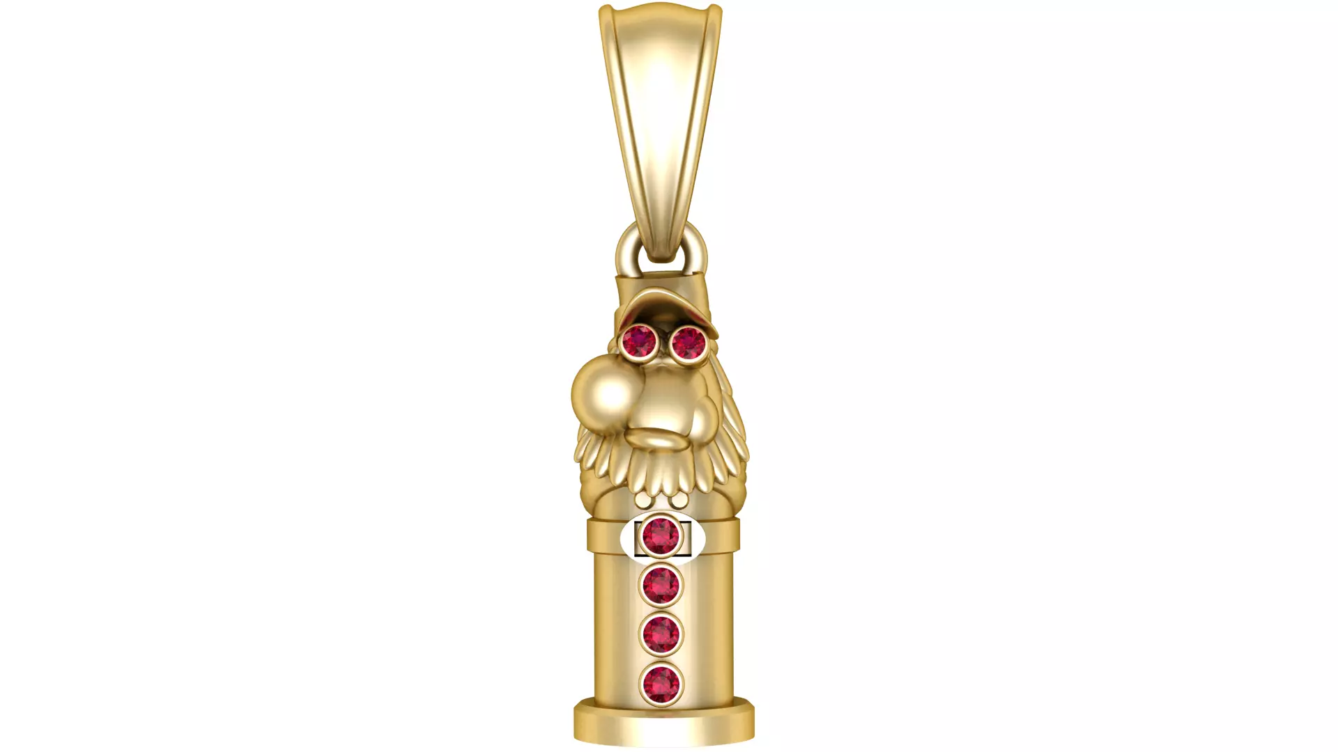 Golden Gnome Pendant with Ruby Accents 3D print model_0