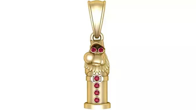 Golden Gnome Pendant with Ruby Accents 