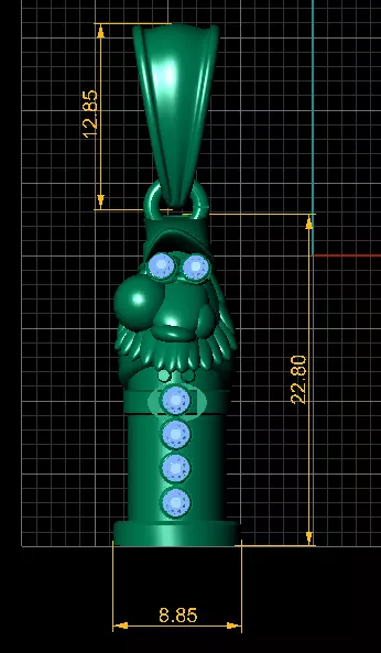 Golden Gnome Pendant with Ruby Accents 3D print model_3