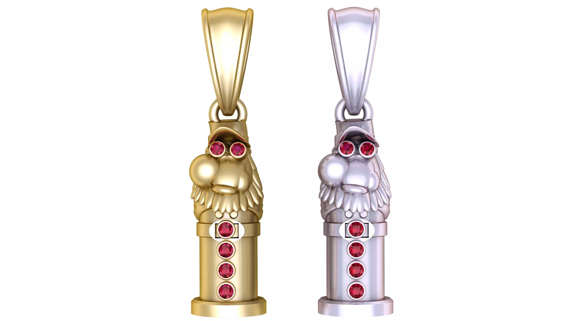 Golden Gnome Pendant with Ruby Accents 3D print model_1