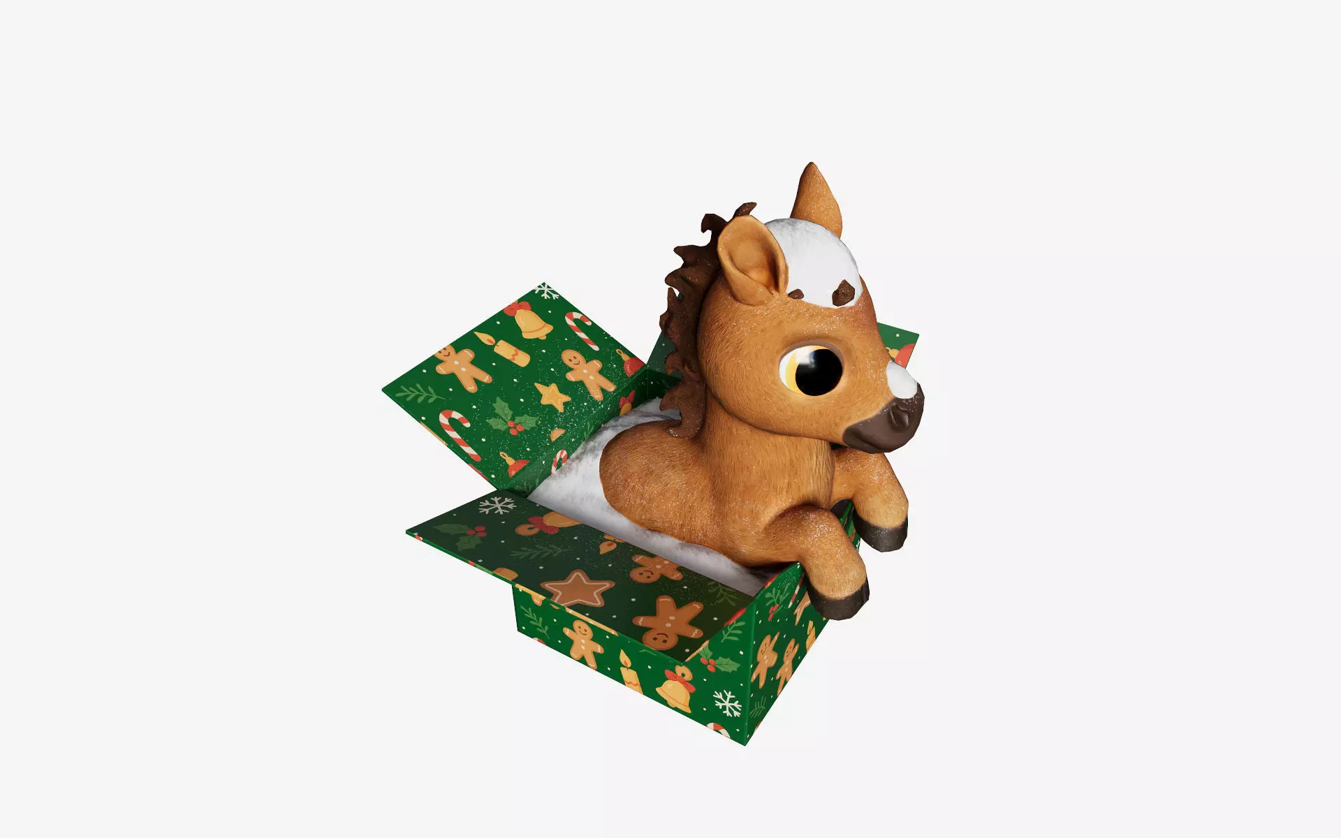 Baby Horse in the box 3D Printable and low-poly Low-poly 3D model_6