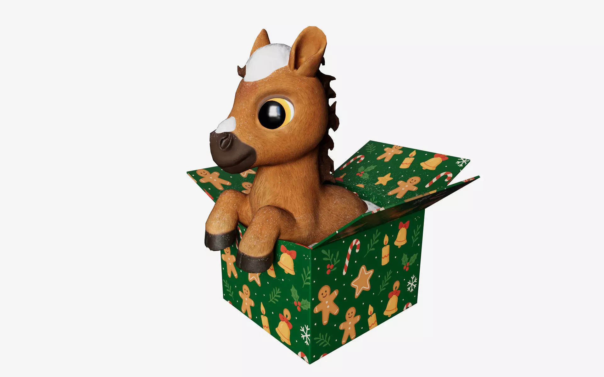 Baby Horse in the box 3D Printable and low-poly Low-poly 3D model_0