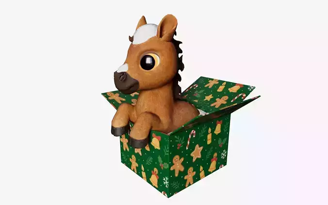 Baby Horse in the box 3D Printable and low-poly