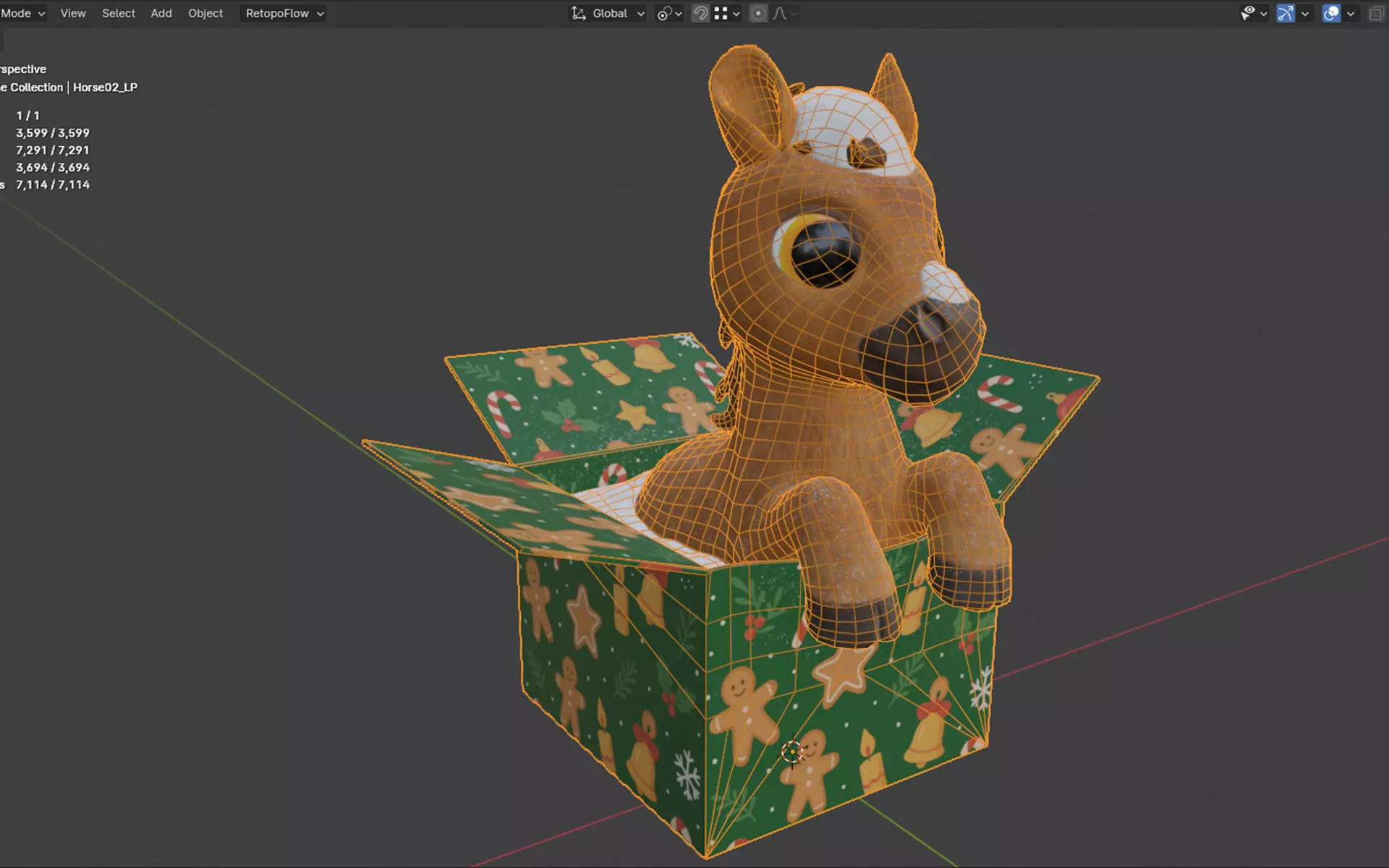 Baby Horse in the box 3D Printable and low-poly Low-poly 3D model_8