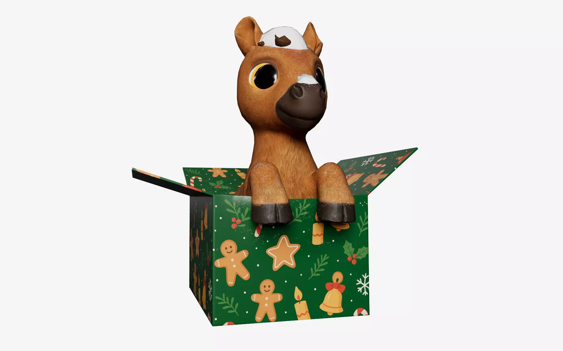 Baby Horse in the box 3D Printable and low-poly Low-poly 3D model_5