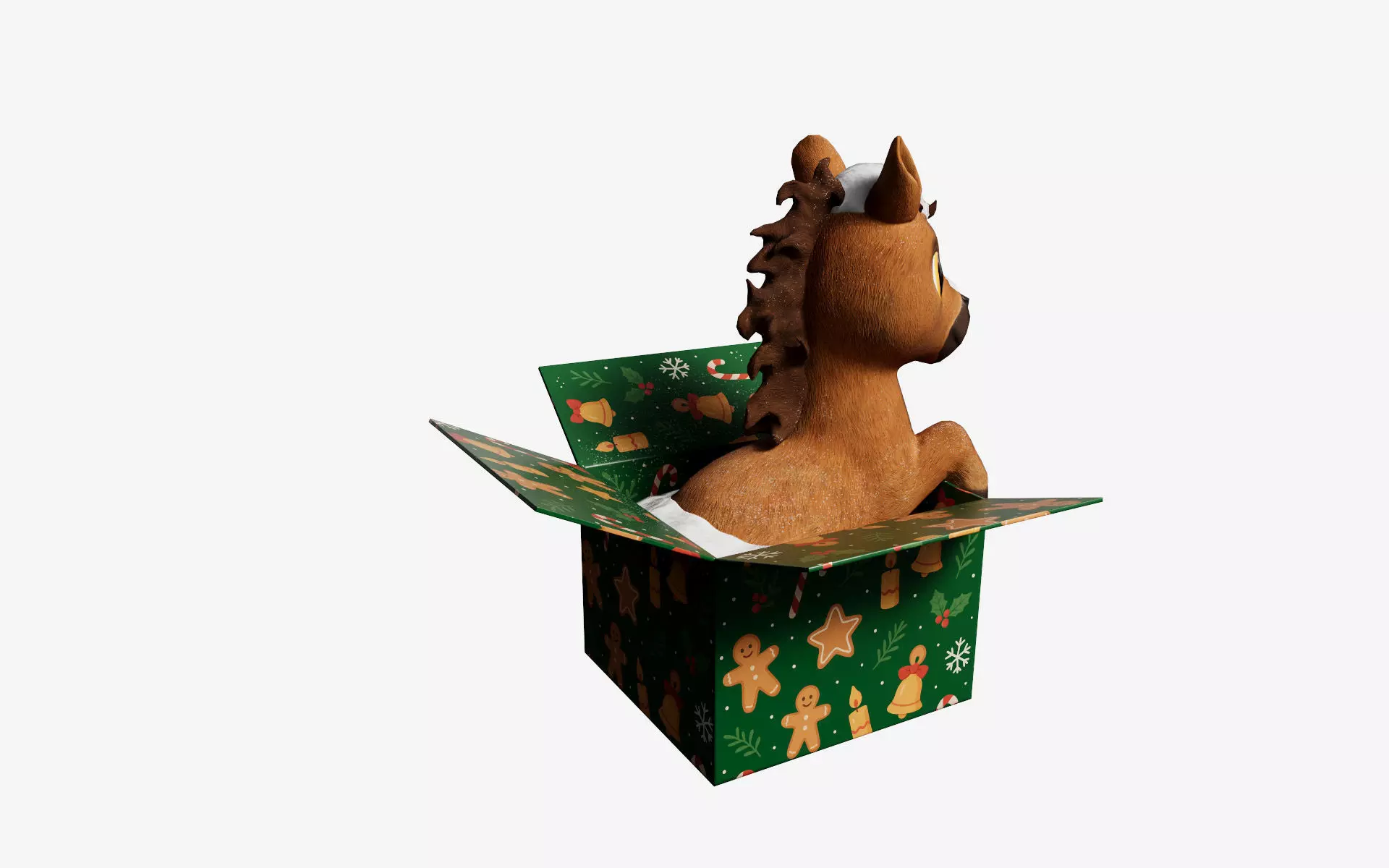 Baby Horse in the box 3D Printable and low-poly Low-poly 3D model_3