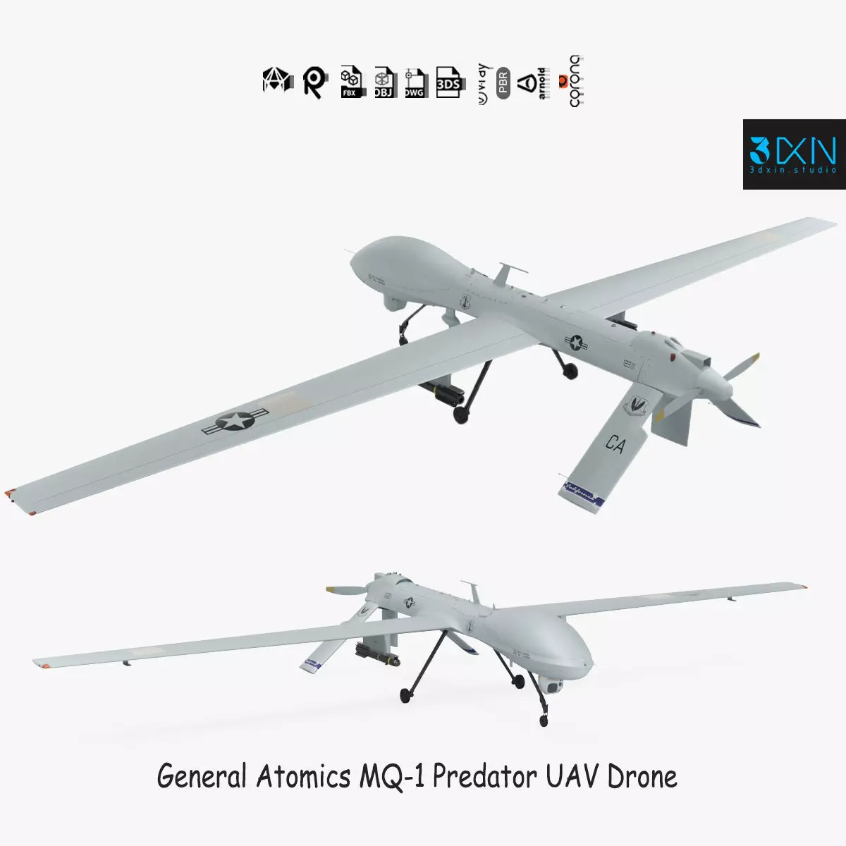 General Atomics MQ-1 Predator UAV Drone 3D model_0