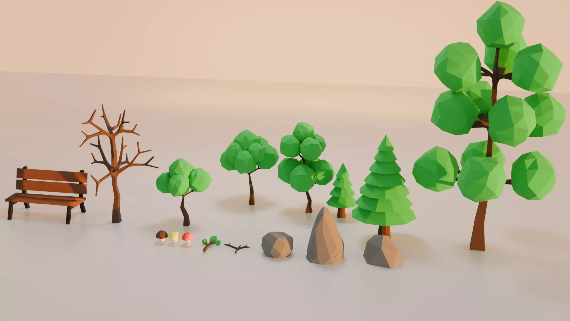 Low-poly Forest Set Low-poly 3D model_5