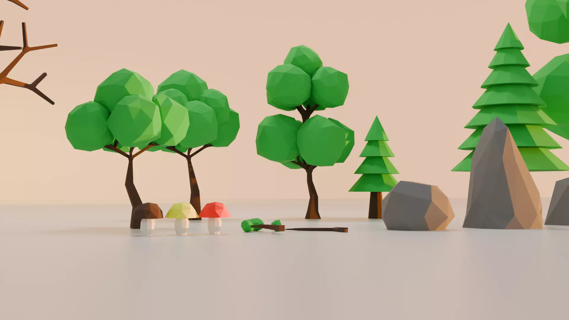 Low-poly Forest Set Low-poly 3D model_3