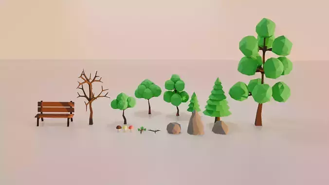 Low-poly Forest Set Low-poly 3D model