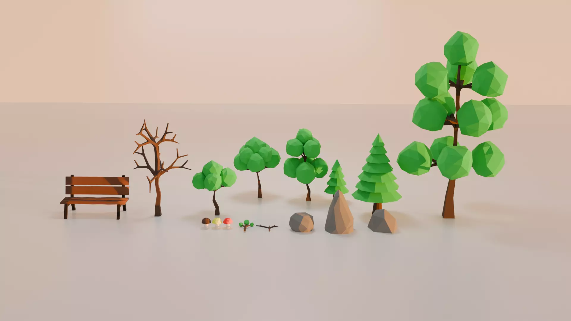Low-poly Forest Set Low-poly 3D model_0