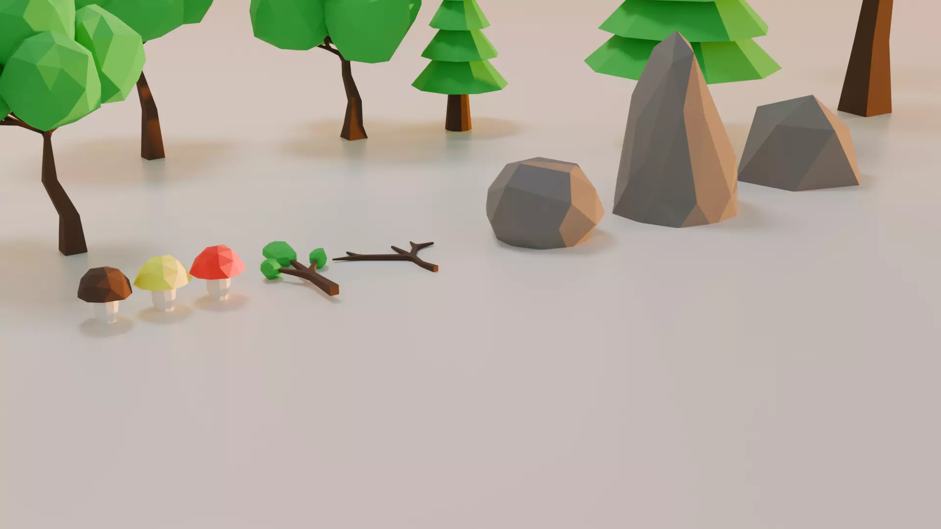 Low-poly Forest Set Low-poly 3D model_1