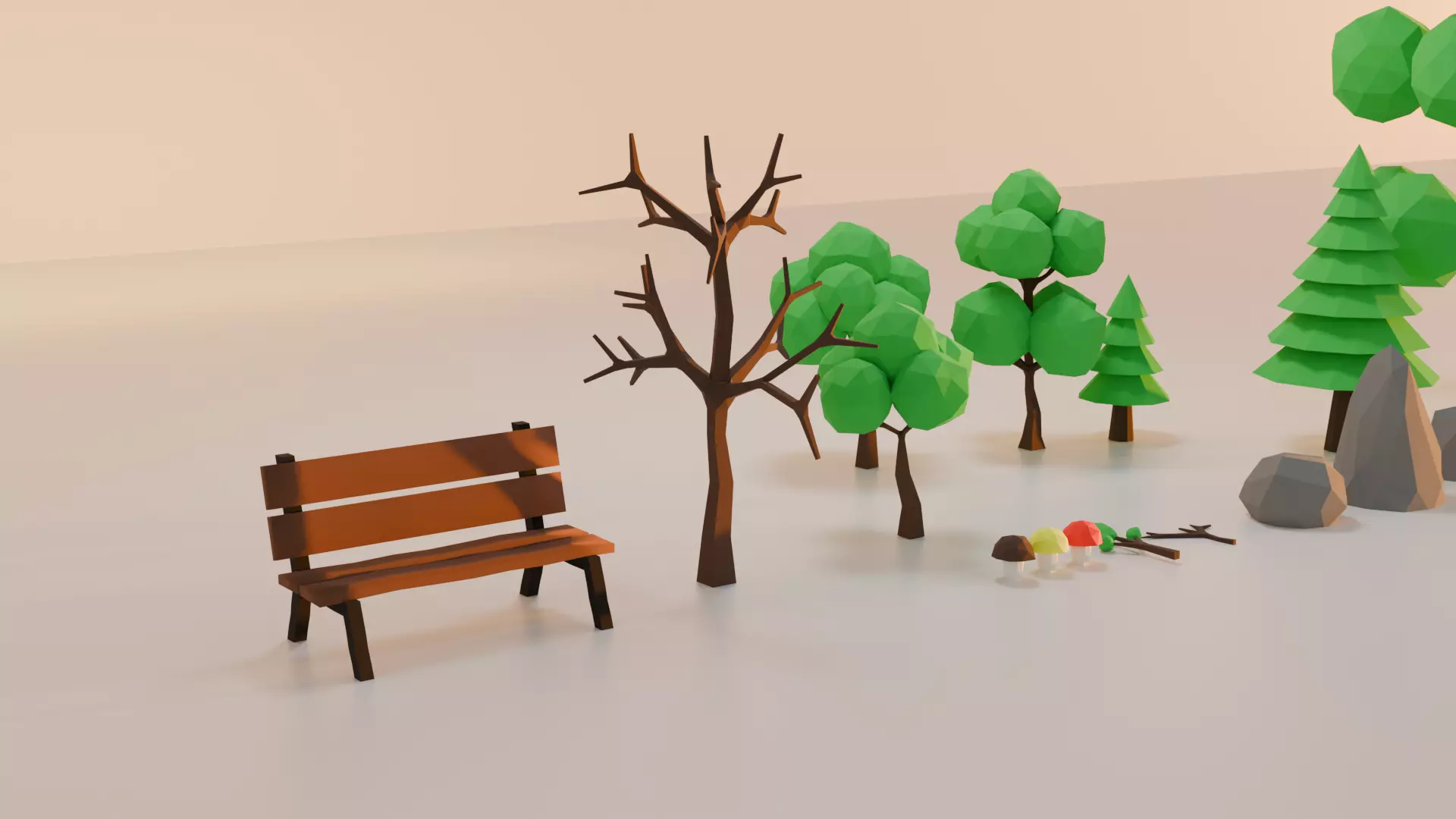 Low-poly Forest Set Low-poly 3D model_2