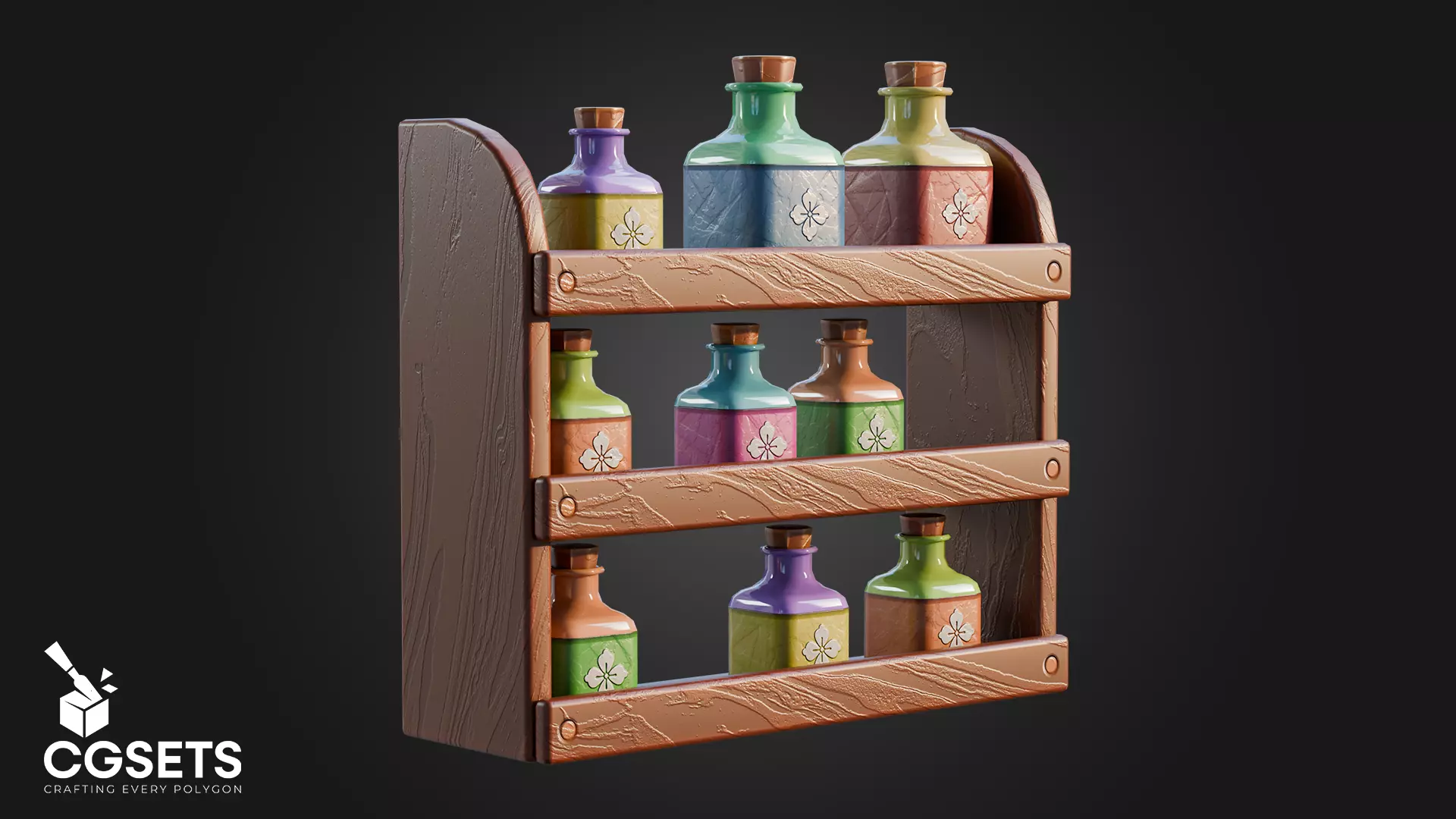 Stylized Shelf Spices Low-poly 3D model_2
