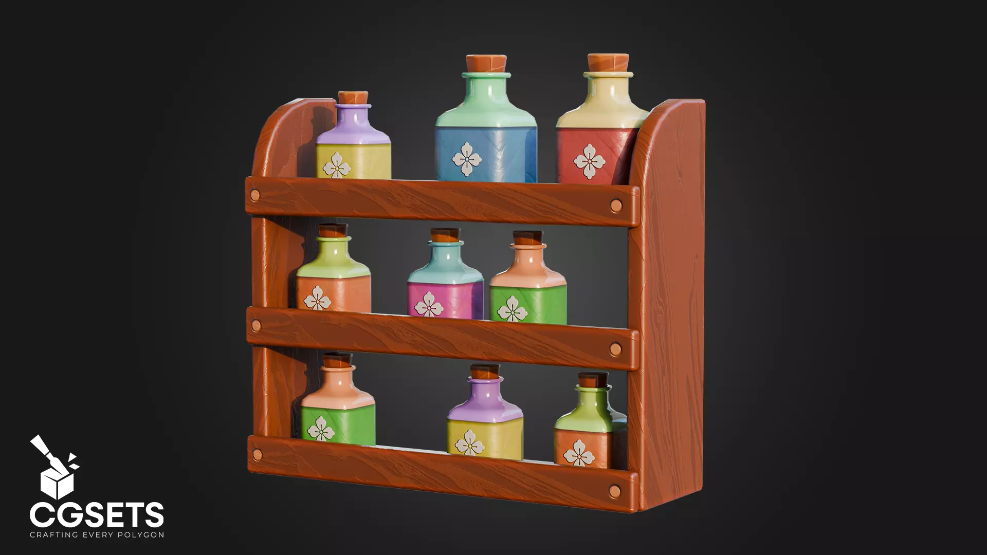 Stylized Shelf Spices Low-poly 3D model_1
