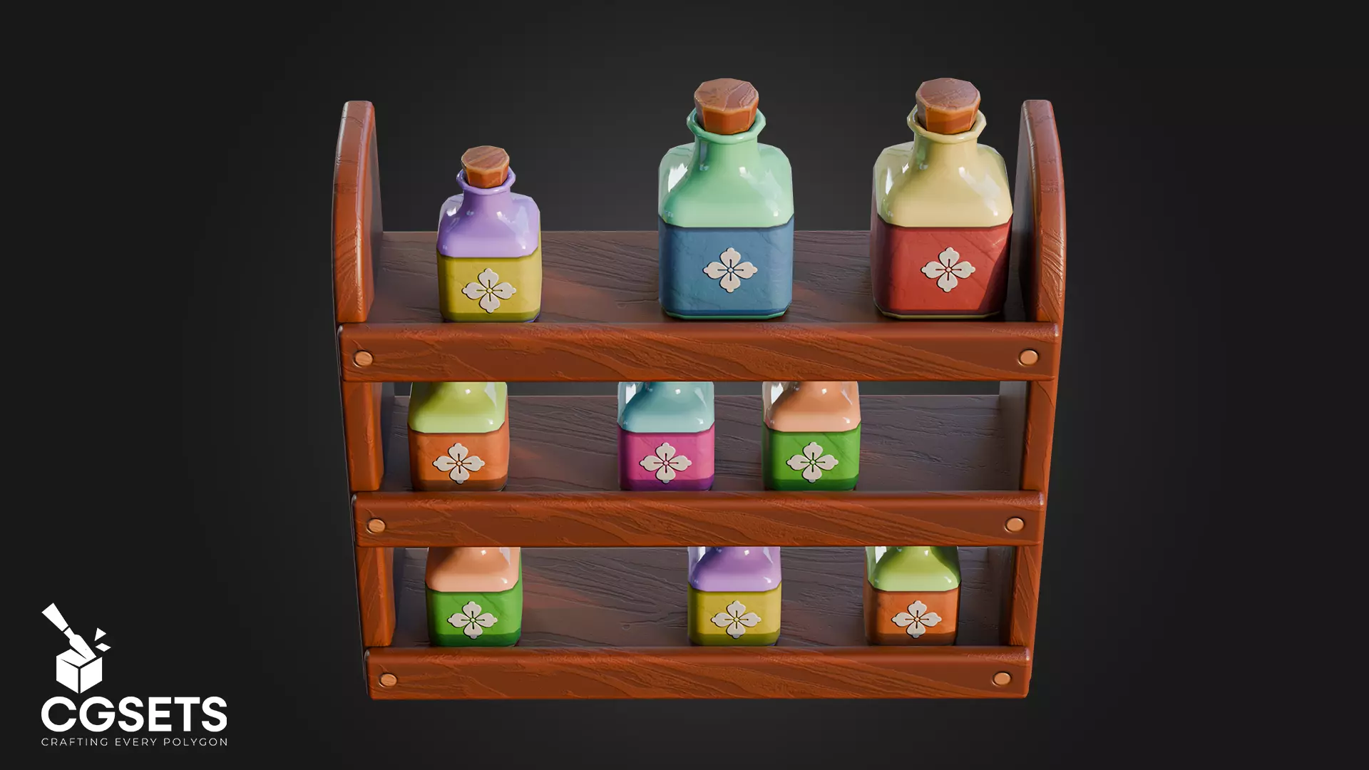 Stylized Shelf Spices Low-poly 3D model_3