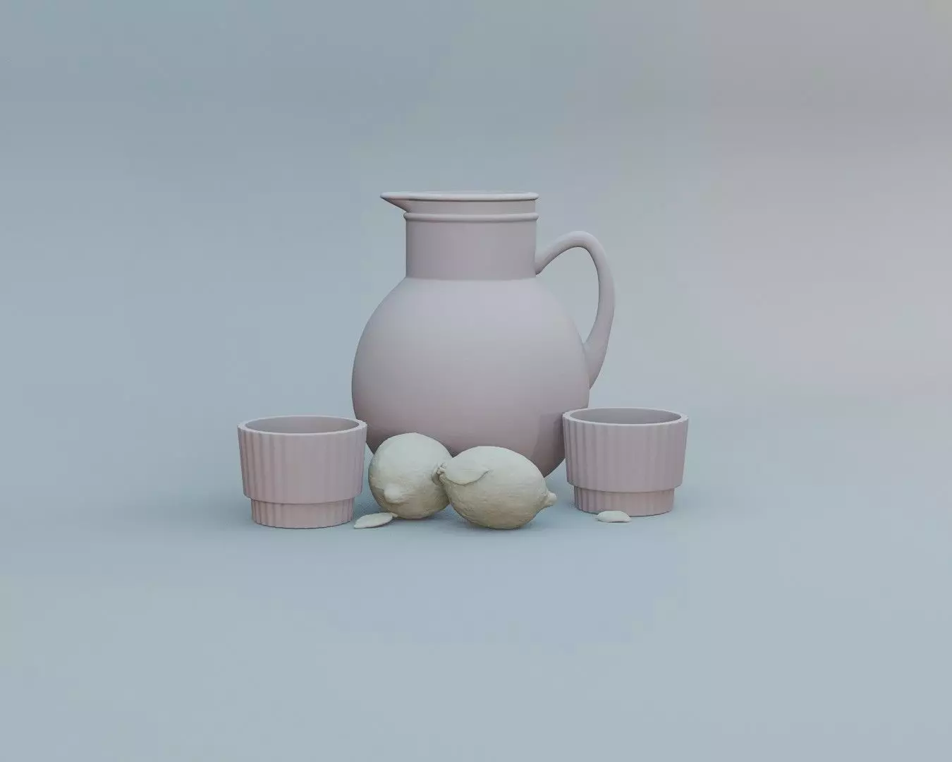 Dollhouse Lemonade Pitcher Set Miniature Kitchen Decor Lemon 3D print model_0