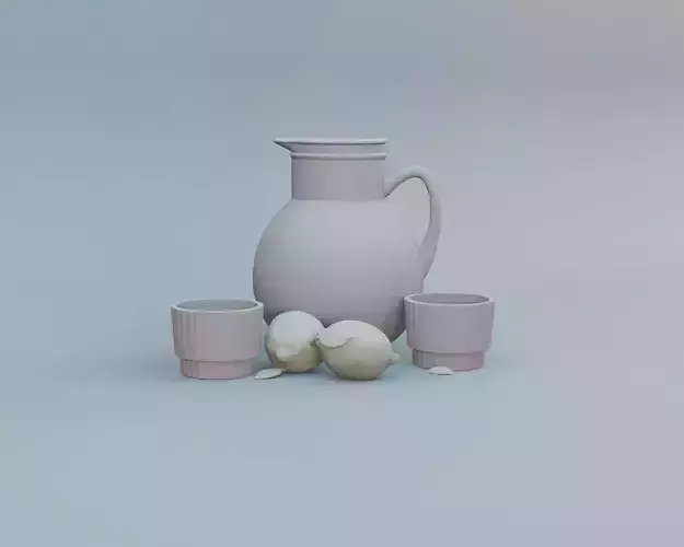 Dollhouse Lemonade Pitcher Set Miniature Kitchen Decor Lemon