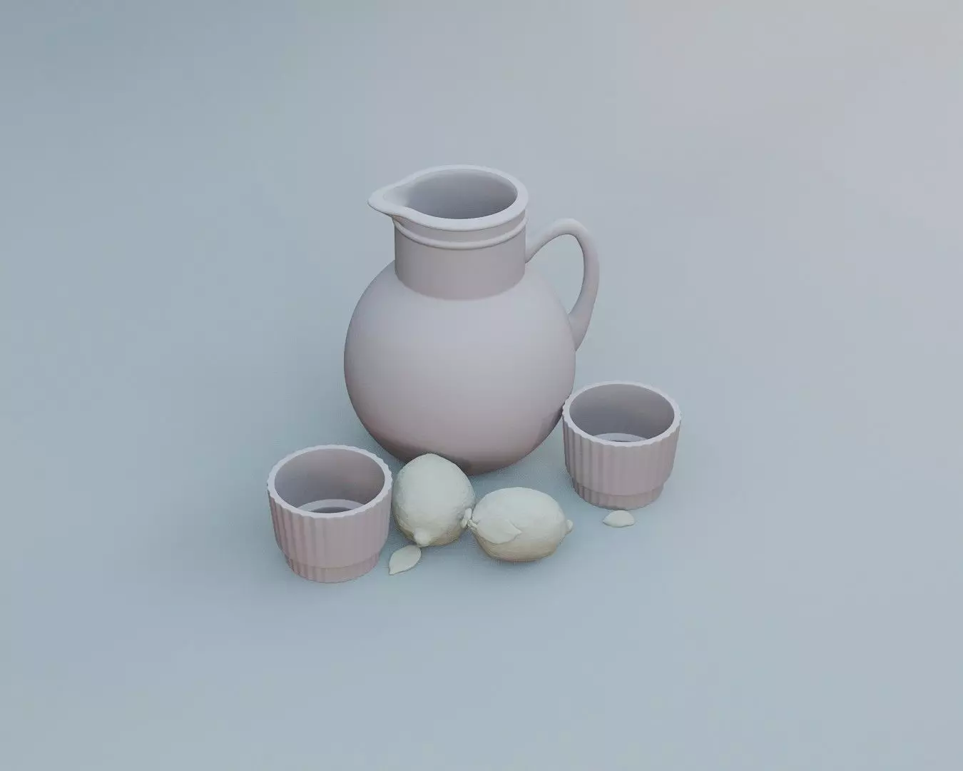 Dollhouse Lemonade Pitcher Set Miniature Kitchen Decor Lemon 3D print model_1