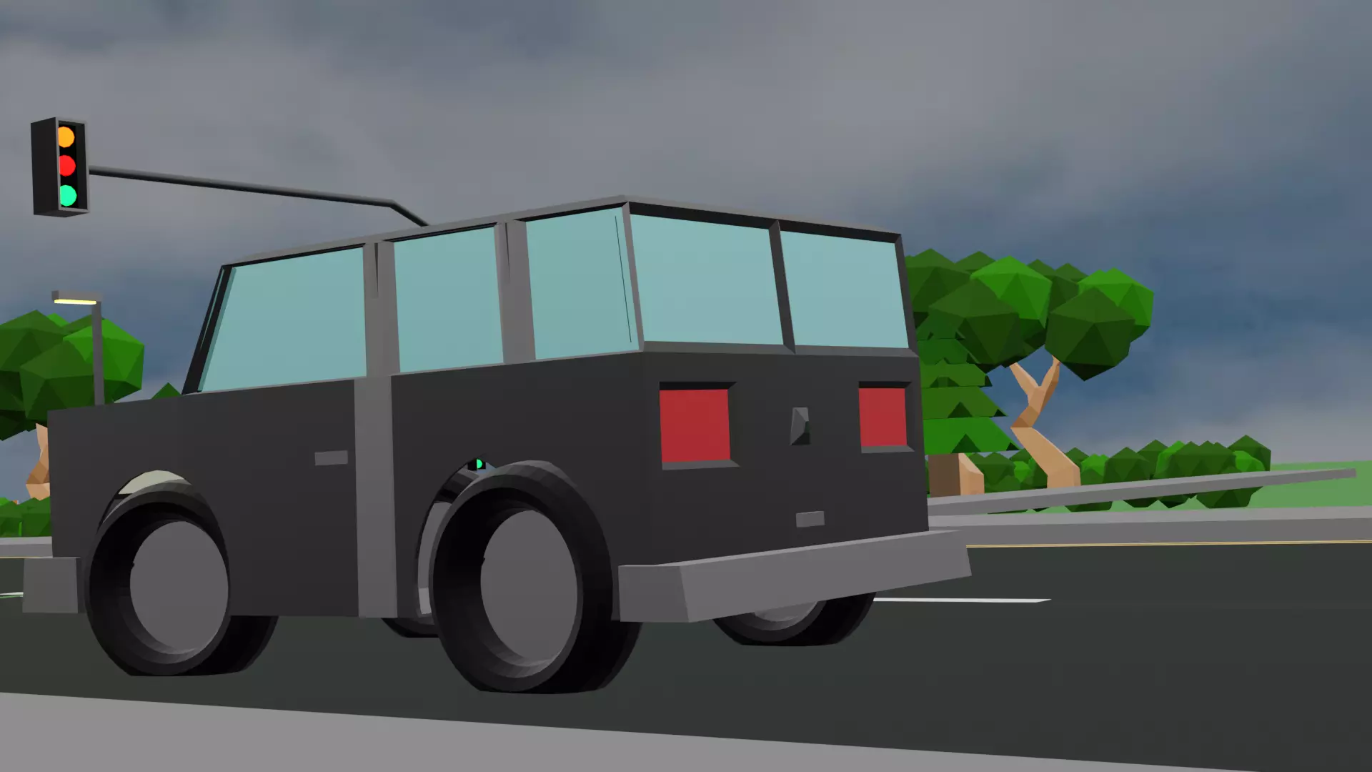 low poly stylized SUV Low-poly 3D model_1