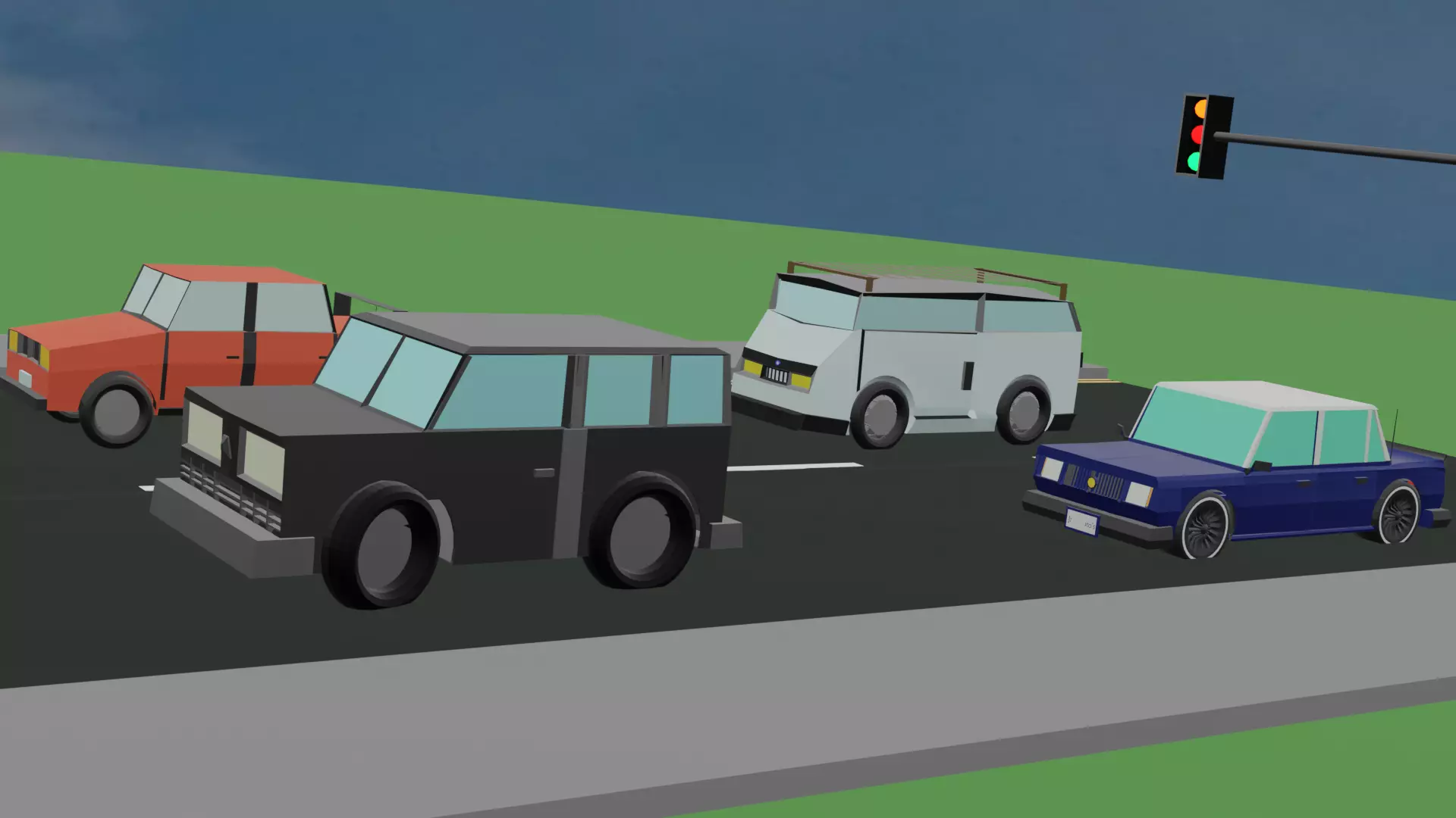 low poly stylized SUV Low-poly 3D model_4