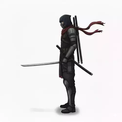 3D Ninja Warrior Character Model  Game Ready OBJ