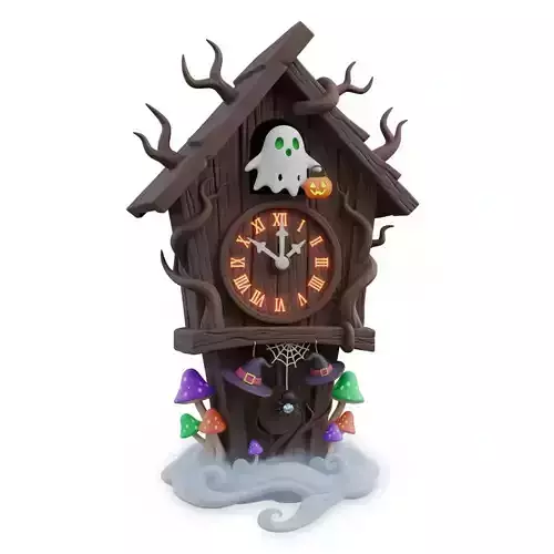 Halloween Cuckoo Clock 3D Spooky Wooden House Ghost