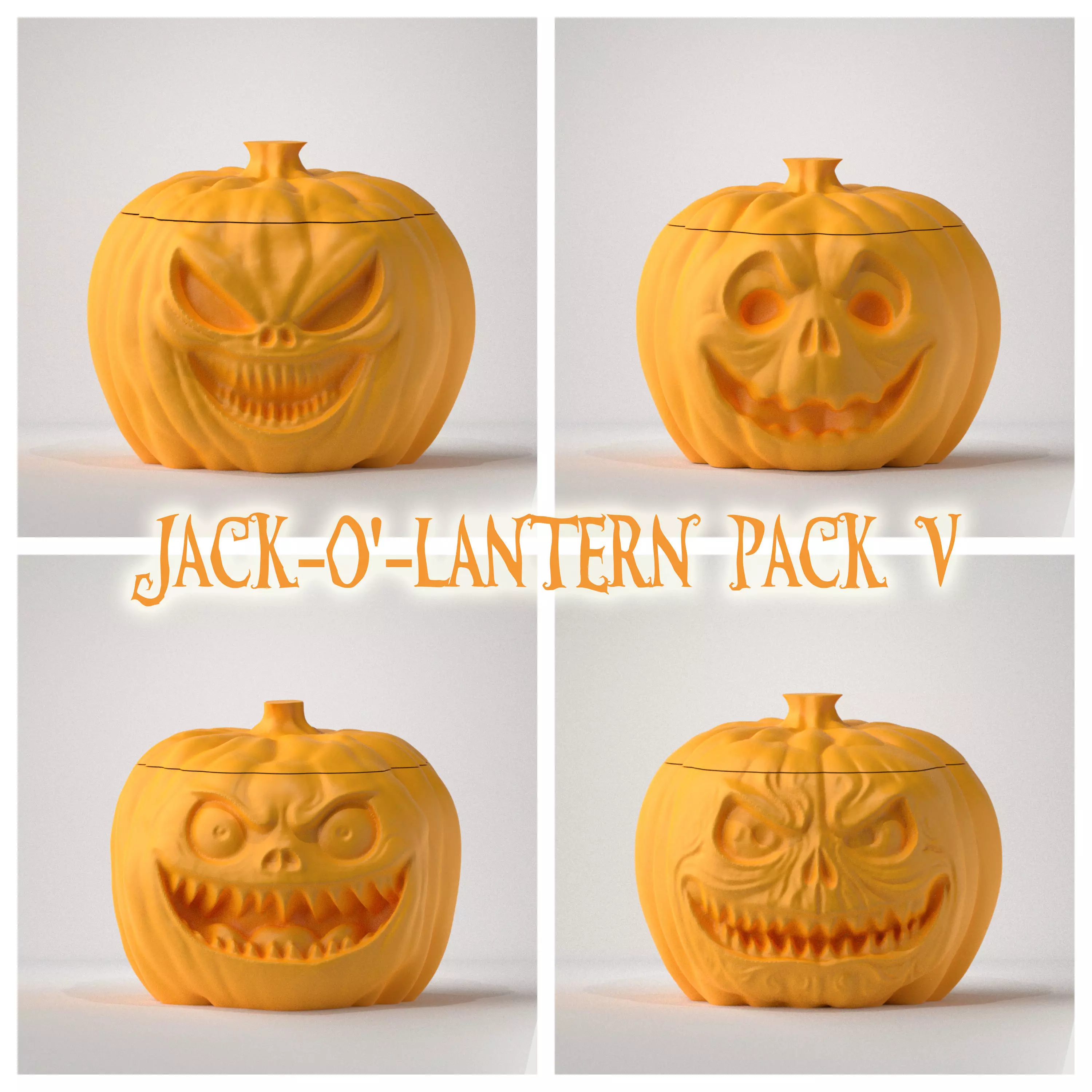 Jack-o-lantern Pack V 3D print model_0