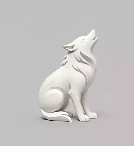 Minimalist stylized wolf sculpture