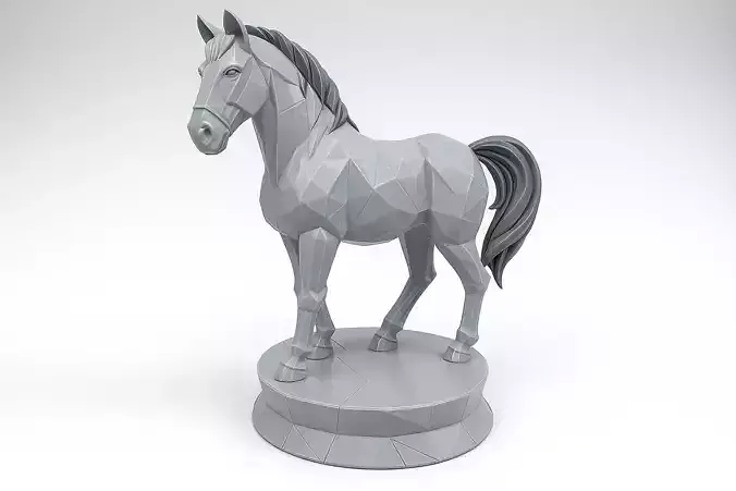 Low Poly Stylized Horse Sculpture
