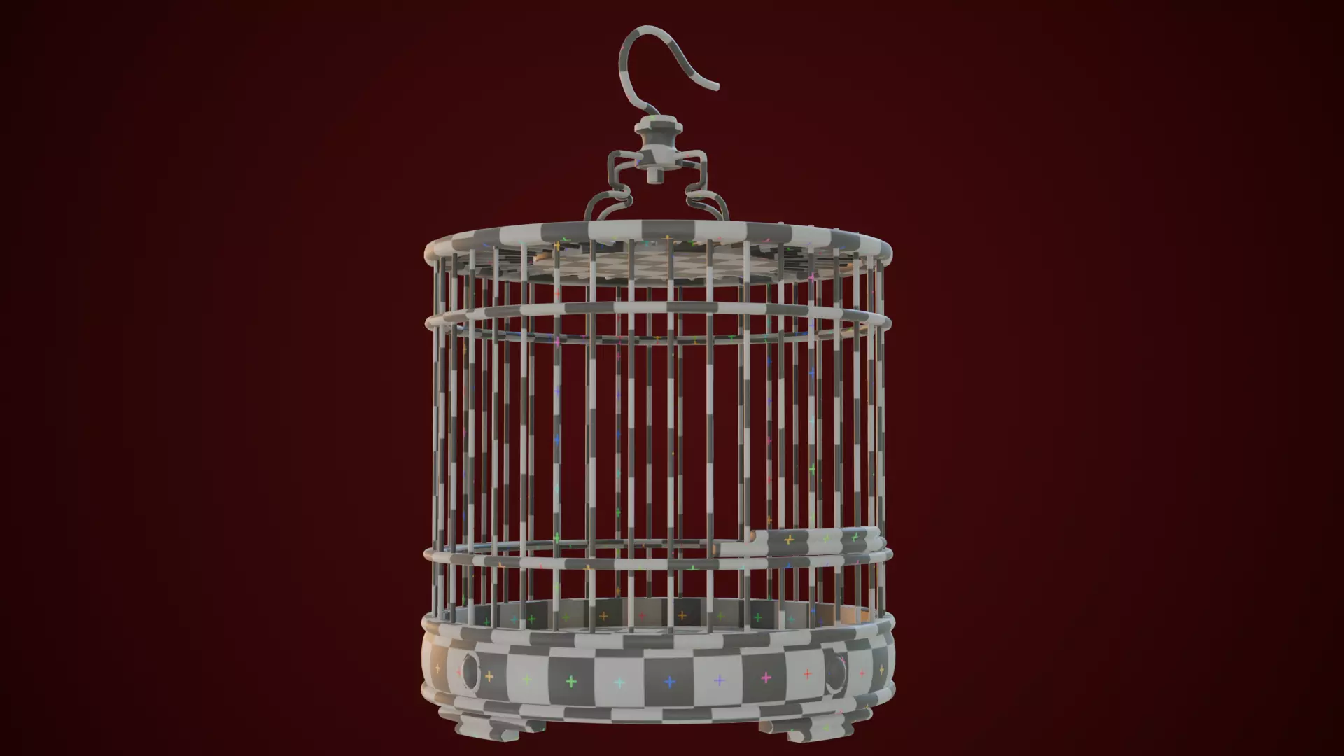 Chinese Birdcage with Gemstone 3D model_16
