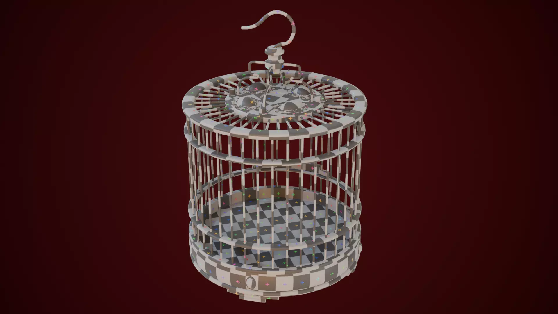 Chinese Birdcage with Gemstone 3D model_15