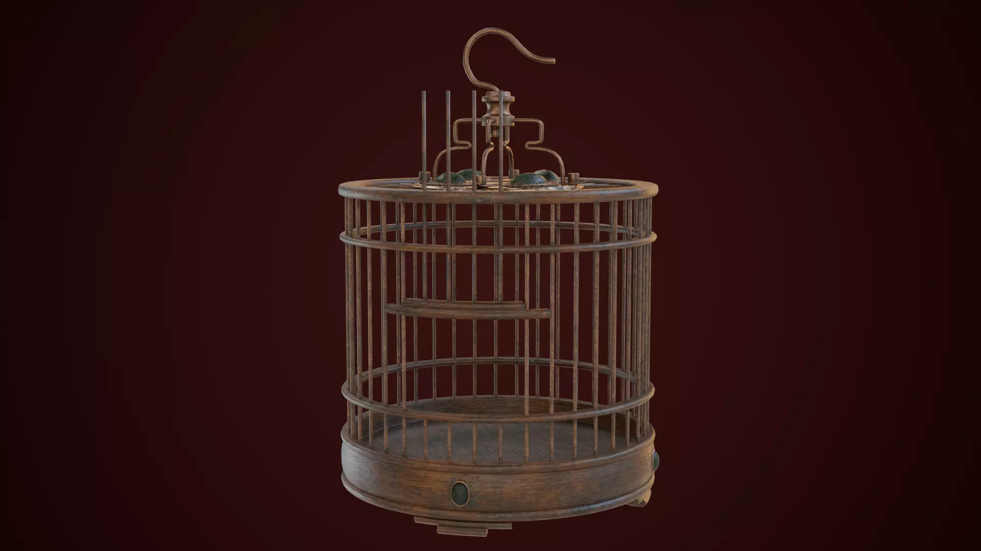 Chinese Birdcage with Gemstone 3D model_2