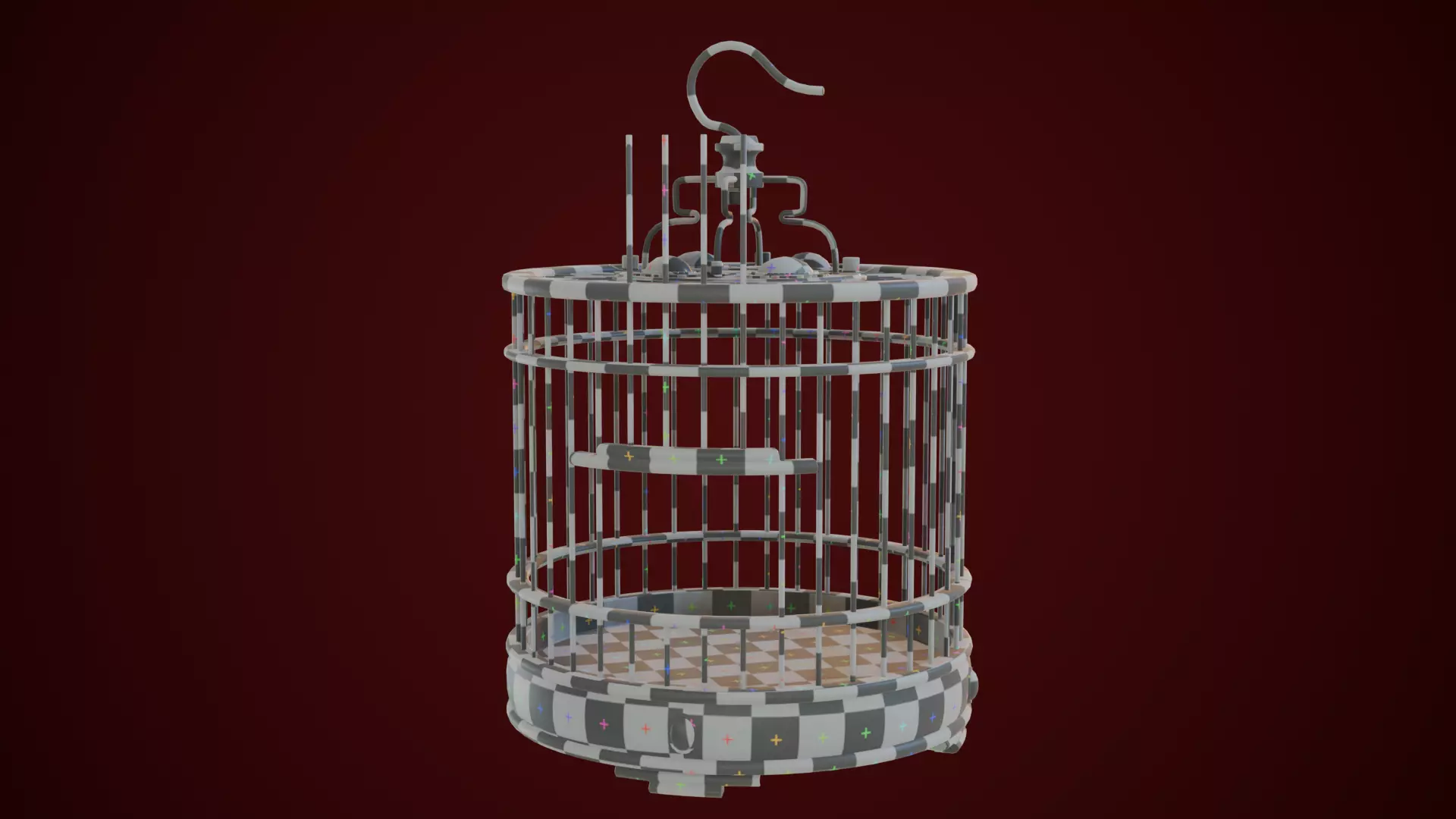 Chinese Birdcage with Gemstone 3D model_17